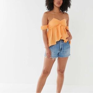Urban Outfitters orange gingham hi low blouse s/p